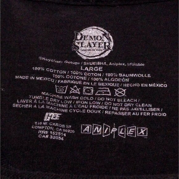 Demon Slayer Anime T-Shirt Large With Tanjiro & Nezuko Graphic 100% Cotton Black - Picture 4 of 6